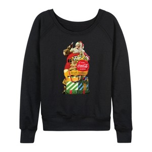Women's - Coca-Cola - Vintage Santa Gift For Thirst Lightweight French Terry Wide Neck Long Sleeve Graphic Shirt - 1 of 4