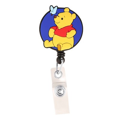 Disney Winnie The Pooh Retractable ID Card Badge Holder Alligator Clip - for Nursing, School, Office