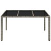vidaXL Patio Table with Glass Top Gray 59.1 in.x35.4 in.x29.5 in. Poly Rattan - 3 of 4