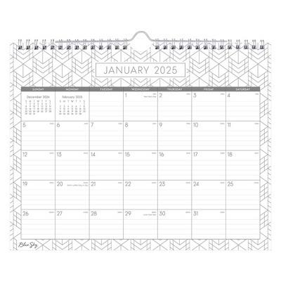 BlueSky 2025 Wall Calendar 11.02"x8.86" Arrows: Monthly Planner for Adults, Wire-Bound, January-December, 8.75x11 Inches