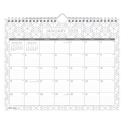 BlueSky 2025 Wall Calendar 11.02"x8.86" Arrows: Monthly Planner for Adults, Wire-Bound, January-December, 8.75x11 Inches