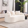 65" Curved Chenille Loveseat Sofa, Space-Saving Small Couch with 3 Pillows, No Assembly for Apartment Bedroom-3irtyhousy - 3 of 4