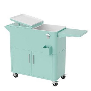 Karl Home80 Qt Patio Cooler Cart With Cabinet And Foldable Side Table - 1 of 4