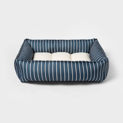 Yellow and Navy Outdoor Dog Bed Full Bolster Dog Bed Navy Dog Bed