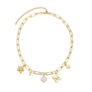 Adornia 14k Yellow Gold Plated Initial Chunky Charm Necklace - 1 of 1