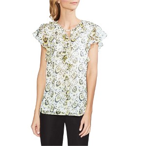 Vince Camuto Womens Flutter Sleeve Floral Pullover Blouse - 1 of 1