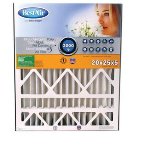 BestAir 20 in. W X 25 in. H X 5 in. D 13 MERV Pleated Air Filter 1 pk (Case of 3) - 1 of 1