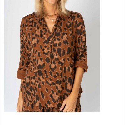 Women's Cheetah Print High Low Pullover Top - Look Mode USA