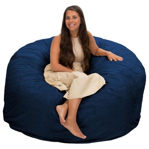 Ultimate Sack 5ft Bean Bag Chair, Oversized Comfortable Indoor Floor Lounger, Giant Foam-Filled Furniture for Relaxing, Navy Suede - 1 of 4
