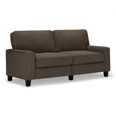 Palisades Compact Linen Fabric Sofa with Wood Accents, Riverfront Brown