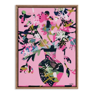 Gold Framed Colorful Floral Vase Canvas Print, 18 x 24