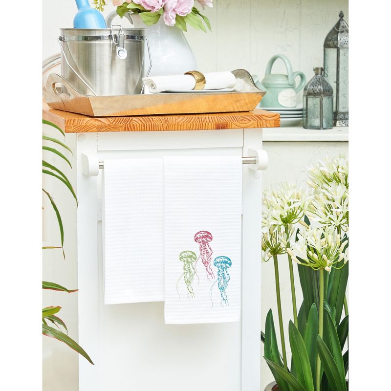 C&F Home Jellyfish Embroidered Cotton Waffle Weave Kitchen Towel, 3 of 4