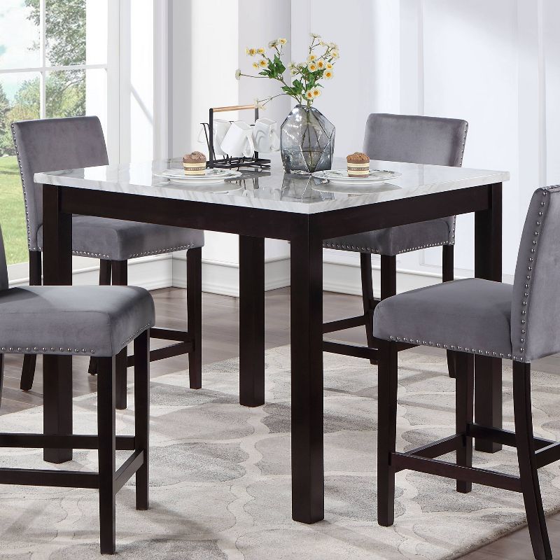 42&#34; Brook Square Counter Height Dining Table with Faux Marble Top Espresso - HOMES: Inside + Out, 3 of 8