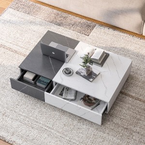 Modern Rectangular Coffee Table, Wooden End Table With 2 Storage Drawers, Accent Sofa Table Cocktail Table For Living Room Bedroom Apartment - 1 of 4