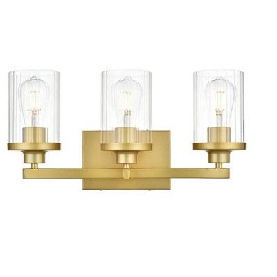Elegant Lighting Saanvi 3 light Brass and Clear Bath Sconce