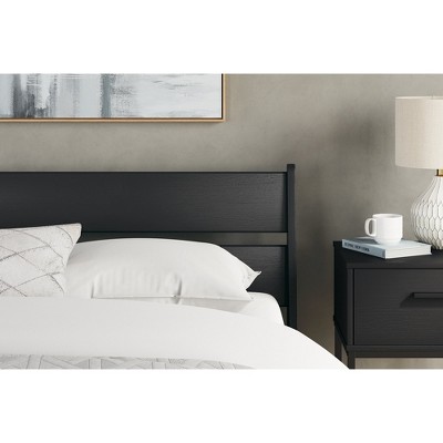 Black Wood Contemporary Queen Platform Headboard