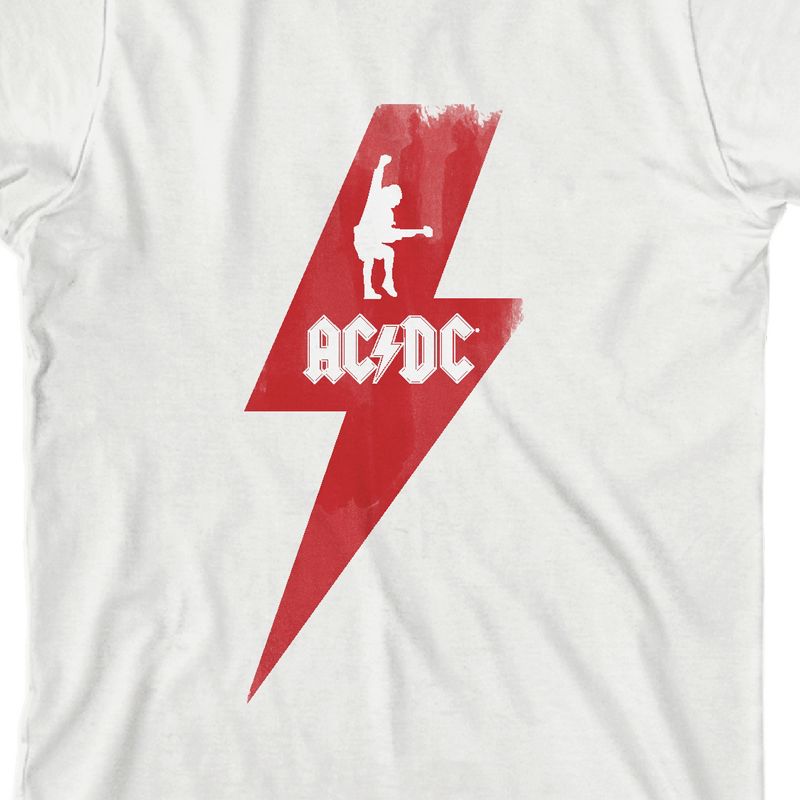 ACDC Angus Young Silhouette in Red Lightning Bolt Youth White Short Sleeve Crew Neck Tee, 2 of 4