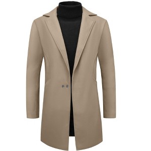 Lars Amadeus Men's Solid Color Notched Collar Winter Coats - 1 of 4