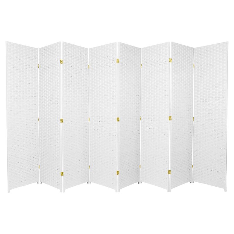 6 ft. Tall Woven Fiber Room Divider - White (8 Panel), 1 of 6