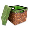 Ukonic Minecraft Grassy Block Fabric Storage Bin Cube Organizer with Lid | 13 Inches - image 2 of 4