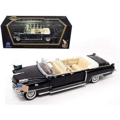 1956 Cadillac Series 62 Parade Limousine Black with Flags 1/24 Diecast Model Car by Road Signature