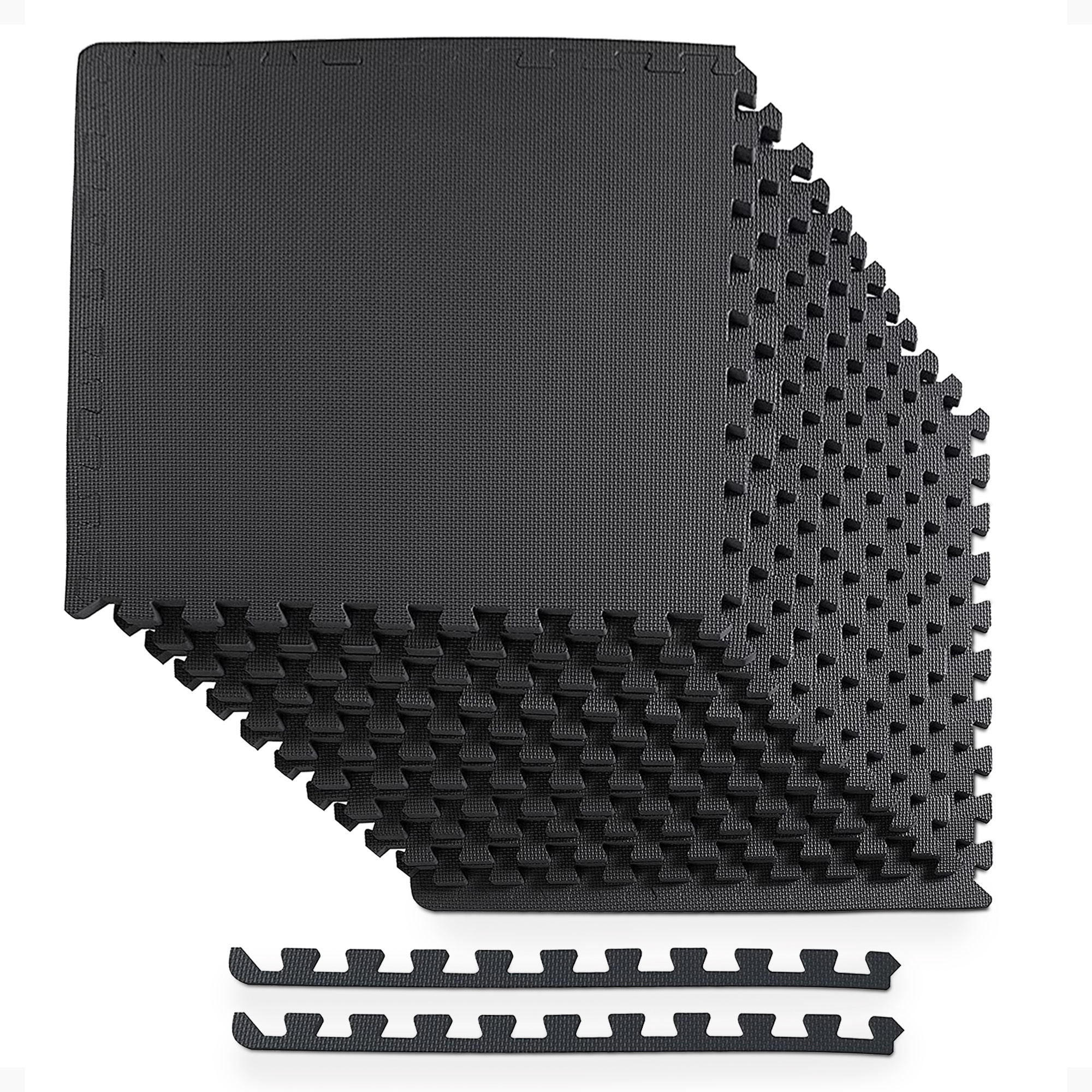 BalanceFrom Fitness 48 Sq Ft Interlocking EVA Foam Exercise Mat Tiles, Black