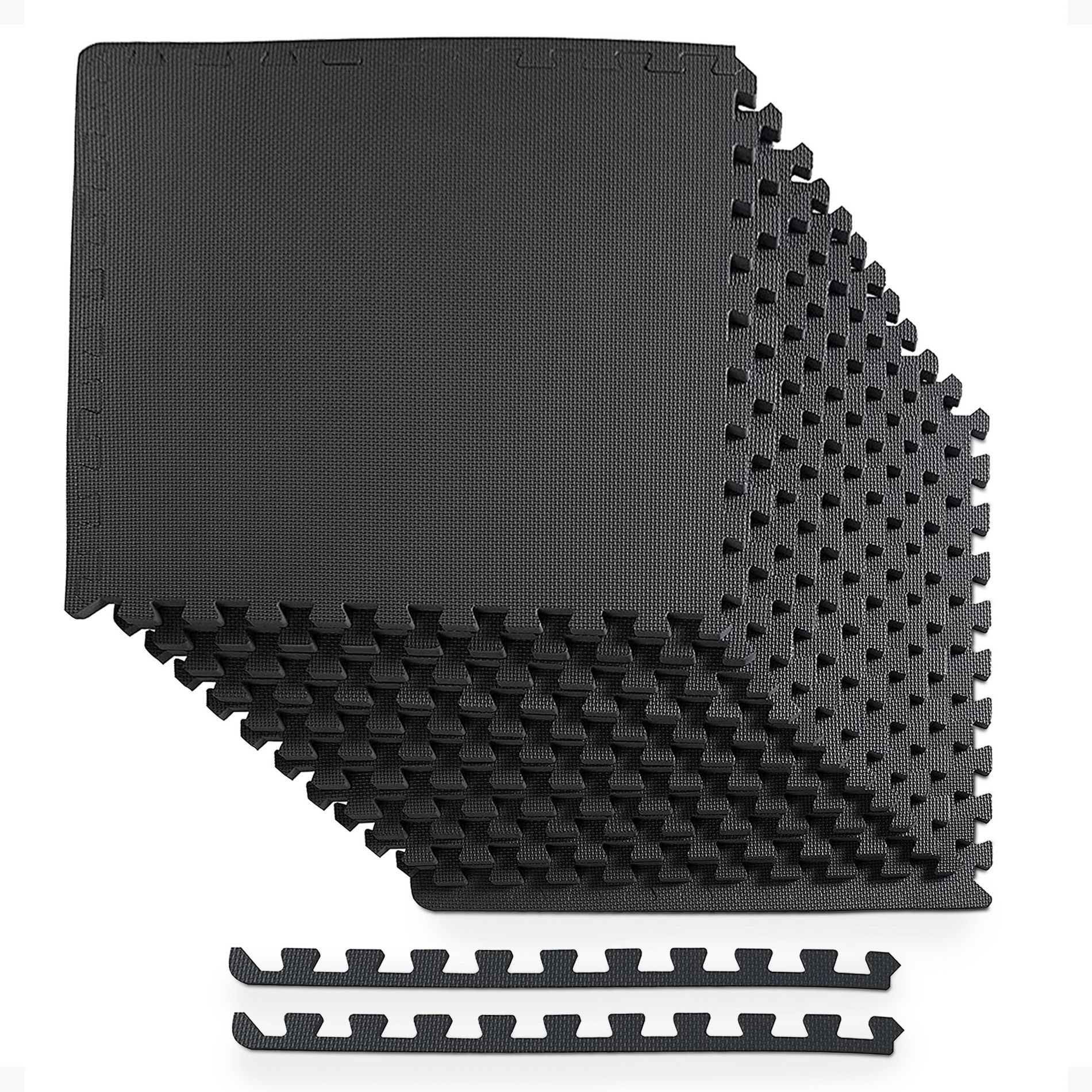 BalanceFrom Fitness 48 Square Foot Interlocking Extra Thick 1/2 Inch High Density Slip Resistant Exercise Mat Tiles with 12 24 x 24 Inch Pieces, Black