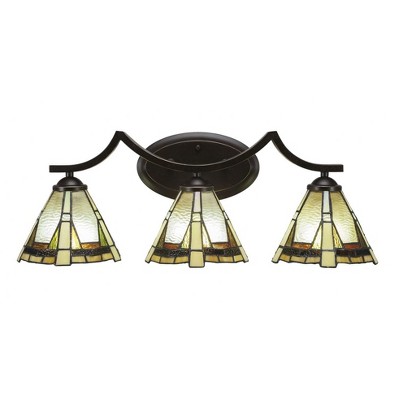 Toltec Lighting Zilo 3 - Light Vanity in  Dark Granite with 7" Zion Art Glass Shade