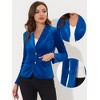 INSPIRE CHIC Women's Notched Lapel Vintage Office Button Front Velvet Blazer - 2 of 4