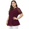 Agnes Orinda Women's Plus Size Round Neck Peplum Short Sleeve Mesh Sheer Summer Casual Blouses - 4 of 4