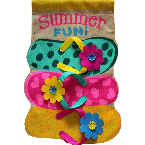 Summer Fun Flip Flops Burlap House Flag Nautical 28" x 40" Briarwood Lane - image 1 of 4