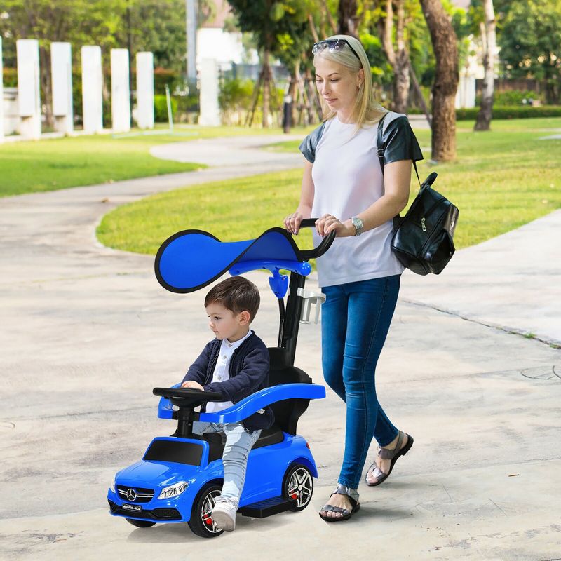 Costway 3 in 1 Ride on Push Car Mercedes Benz Toddler Stroller Sliding Car White\Blue\Red, 2 of 11