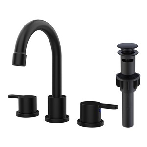 PAGED Widespread Bathroom Faucet 8 Inch Lavatory Faucet with 360°Swivel Spout and Pop Up Drain Assembly, 3 Hole Faucet for Bathroom - 1 of 4