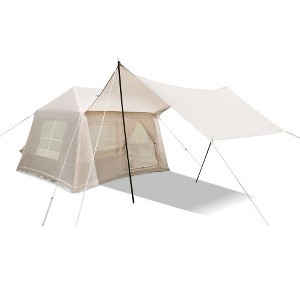 Ridstar Four-Season Windproof Outdoor Cotton Tent with Stove Opening, Mesh Window & Air Pump-Beige - 1 of 4