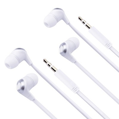 Insten 2 Pack 3.5mm Wired Earbuds, In-Ear Stereo Earphones & Headset for Android Smartphones, PC, Laptops, White/Silver