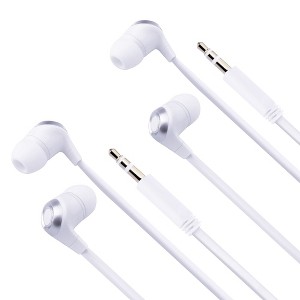 Insten 2 Pack 3.5mm Wired Earbuds, In-Ear Stereo Earphones & Headset for Android Smartphones, PC, Laptops, White/Silver - 1 of 4