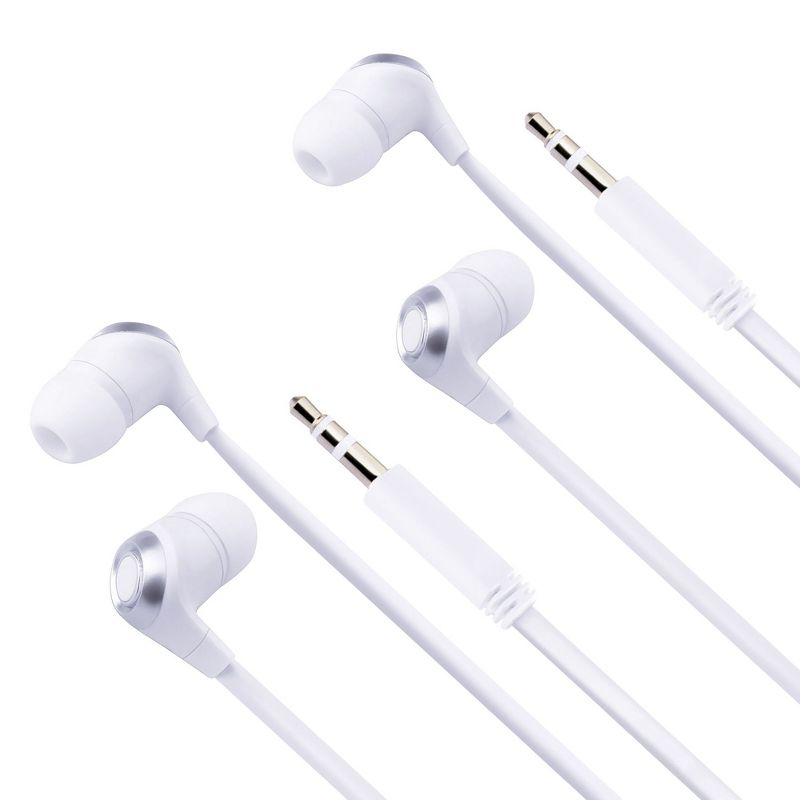 Insten 2 Pack 3.5mm Wired Earbuds, In-Ear Stereo Earphones & Headset for Android Smartphones, PC, Laptops, White/Silver, 1 of 5