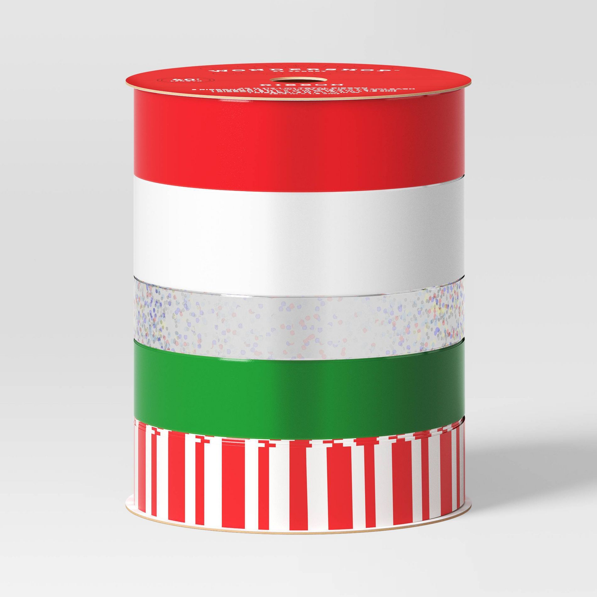 5 End Christmas Ribbon 40' Red/Silver/Green - Wondershop™