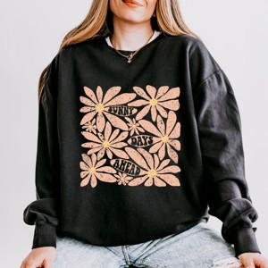 Simply Sage Market Sunny Days Ahead Daisies Lightweight Garment Dyed Sweatshirt - 1 of 4