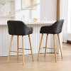ORRD Modern Bar Stools Set of 2 with Back & Footrest, Linen Fabric Upholstered Counter Stools with Solid Wood Legs for Kitchen Island, Home Bar - 2 of 4