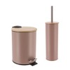 Evideco French Home Goods Bathroom Set with Bamboo Lid - Matte Metal Trash Can and Toilet Brush - 2 of 4
