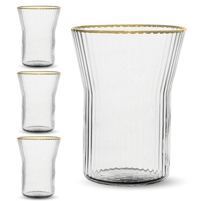 Bruno Magli Whiskey Glasses With Gold Rim, Set Of 4, 10-oz Old Fashion ...