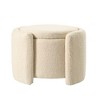 CAVINAS Round Storage Ottoman, Teddy-Wool Ottoman Bench, Upholstered Ottoman Foot Rest, Bedroom Footstool - 2 of 4