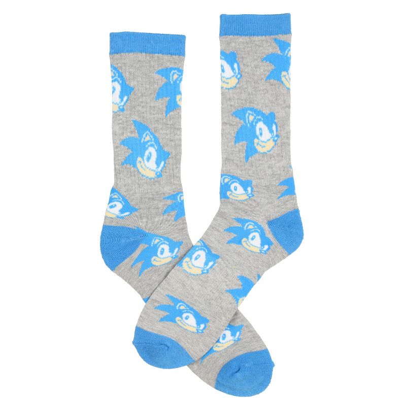 Sega Sonic The Hedgehog Supersonic Speed Novelty Crew Socks Two Pack Grey, 3 of 5