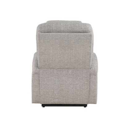 Gray Leather Power Lift Recliner with Wood Frame