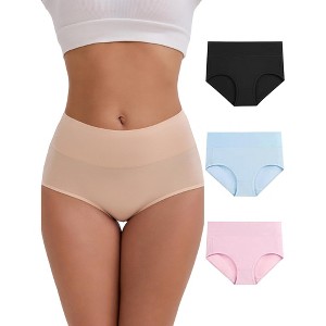 INSPIRE CHIC Women's High-Waisted Butt Lifting Tummy Control Cotton Briefs 4 Packs - 1 of 4
