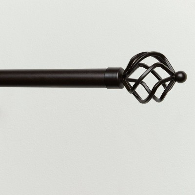 Matte Bronze Adjustable Curtain Rod with Twisted Finial