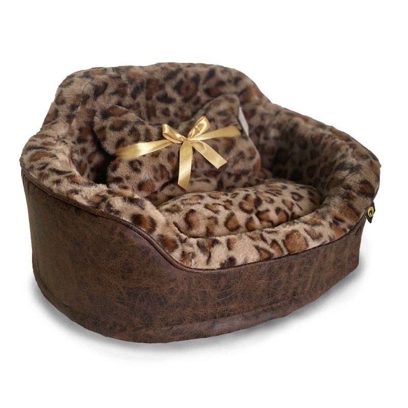 Precious Tails Leopard Princess Cat and Dog Bed - Brown, 4 of 8