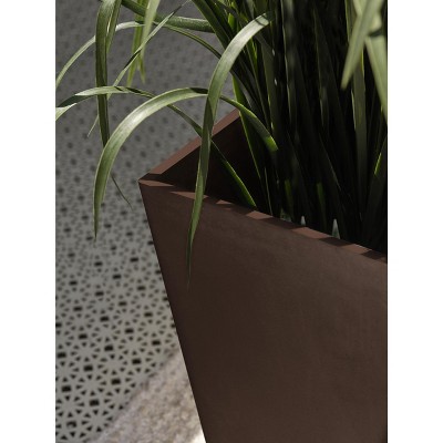 Espresso Brown 26" Modern Square Tapered Plastic Planter 2-Pack