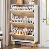 Hommoo Shoe Storage Cabinet with 3 Flip Drawers White - 3 of 4